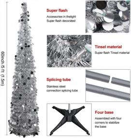 img 2 attached to Create A Stunning Coastal Christmas With Aytai'S 5Ft Collapsible Silver Tinsel Tree
