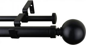 img 1 attached to Black Telescoping Double Curtain Rod With 1-Inch Diameter Ball Finials, Adjustable From 28-Inch To 48-Inch - Meriville