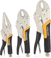 🔒 steelhead locking pliers set - 3-piece, 10-inch curved jaw, 7-inch curved jaw, 6-1/2” long nose straight jaw, integrated wire cutter, usa-based support логотип