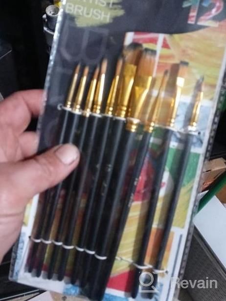 img 1 attached to Professional 48-Piece Acrylic Paint Brush Set: Versatile Nylon Hair Brushes For All Your Painting Needs review by Allen Tchida