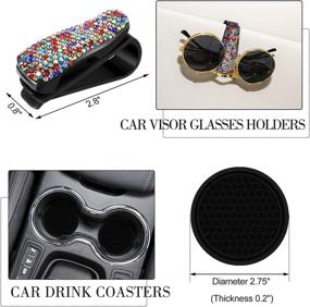 img 1 attached to Stylish Car Accessories for Women, Set of Bling Car Accessories, Sparkling Car Phone Holder Mount, Glittery Dual USB Car Charger, Decorative Car Coasters, Shiny Glasses Holders (Multicolor)