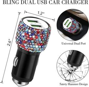 img 2 attached to Stylish Car Accessories for Women, Set of Bling Car Accessories, Sparkling Car Phone Holder Mount, Glittery Dual USB Car Charger, Decorative Car Coasters, Shiny Glasses Holders (Multicolor)