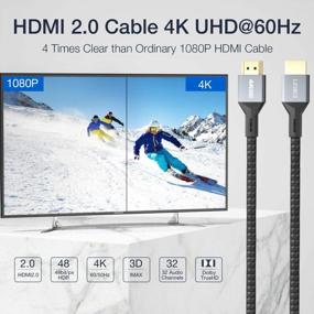 img 3 attached to Кабель 4K HDMI 3,3 фута, высокая скорость 18 Гбит/с — совместимость с UHD TV, Blu-Ray, PS5/PS4/PS3, ПК и другими устройствами | ЛЕРУИ 30AWG