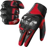 madbike motorcycle gloves for men women touchscreen motocross dirt bike riding gloves with carbon fiber protective hard knuckles model md66(red logo