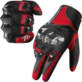 img 4 attached to MADBIKE Motorcycle Gloves For Men Women Touchscreen Motocross Dirt Bike Riding Gloves With Carbon Fiber Protective Hard Knuckles Model MD66(Red