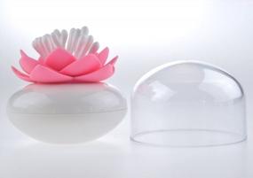 img 3 attached to Розовый держатель для ватных палочек в форме лотоса: органайзер Niviy для ванной комнаты и косметического хранения ватных палочек.
