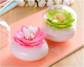 img 2 attached to Pink Lotus-Shaped Cotton Swab Holder: Niviy Q-Tips Organizer For Bathroom Decor & Cosmetic Storage