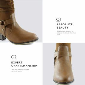 img 1 attached to Western Style Cowboy Boots For Women - DailyShoes Slouch Neck Mid-Calf Ankle Buckle Strap