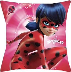 img 2 attached to Personalized Ladybug & Tikki Throw Pillow - Custom Name Printed, Official Licensed Product (14X14")
