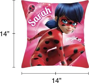 img 1 attached to Personalized Ladybug & Tikki Throw Pillow - Custom Name Printed, Official Licensed Product (14X14")