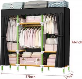 img 1 attached to Maximize Closet Space With YOUUD Portable Wardrobe Organizer – 3 Shelves, 3 Rods, Easy Assembly