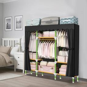 img 3 attached to Maximize Closet Space With YOUUD Portable Wardrobe Organizer – 3 Shelves, 3 Rods, Easy Assembly