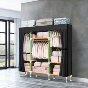 img 2 attached to Maximize Closet Space With YOUUD Portable Wardrobe Organizer – 3 Shelves, 3 Rods, Easy Assembly