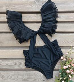 img 3 attached to Flirtatious And Tropical Ruffled Swimsuit Set For Women With High Waist And Push-Up Design