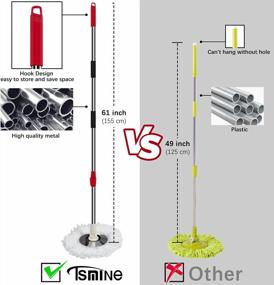 img 1 attached to 3-Section 35-61 Inch Spin Mop Replacement Pole Handle Refills Compatible With Round Microfiber Floor Head - Black