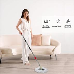 img 2 attached to 3-Section 35-61 Inch Spin Mop Replacement Pole Handle Refills Compatible With Round Microfiber Floor Head - Black