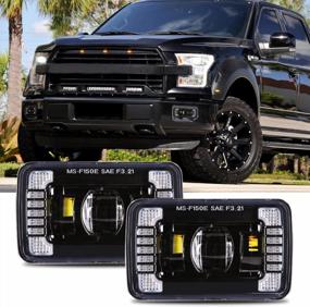 img 4 attached to Ford F150 2015-2020 Bumper Driving Light 4 Inch LED Fog Lights DRL Daytime Running Light Set 1 Pair Black