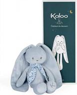 представляем kaloo lapinoo: идеальный первый друг для вашего малыша - вельветовый кролик синего цвета, который можно стирать в машине - в комплекте подарочная коробка - высота 13,75 дюйма - подходит для детей от 0 лет логотип