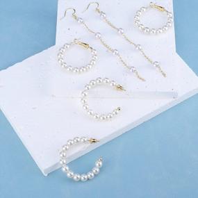 img 2 attached to 3 Pairs Of Trendy Faux Pearl Hoop & Drop Earrings For Women - Reoxvo