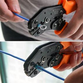 img 1 attached to Orange Ratcheting Wire Crimper For Heat Shrink Connectors - TICONN Crimping Tool With Pliers - Terminal Crimper With Ratchet For Easy Wire Crimping (02C)
