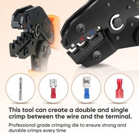 img 3 attached to Orange Ratcheting Wire Crimper For Heat Shrink Connectors - TICONN Crimping Tool With Pliers - Terminal Crimper With Ratchet For Easy Wire Crimping (02C)