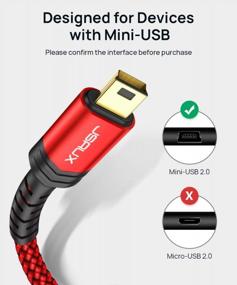 img 3 attached to 🔌 JSAUX Мини USB кабель - 2 штуки (3.3 фута + 6.6 фута) Нейлоновый кабель зарядки для GoPro, контроллера PS3, MP3 плеера, видеорегистратора, цифровой камеры и других устройств - USB 2.0 Type A к Mini B