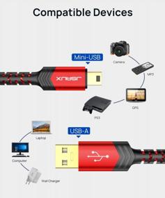 img 1 attached to 🔌 JSAUX Мини USB кабель - 2 штуки (3.3 фута + 6.6 фута) Нейлоновый кабель зарядки для GoPro, контроллера PS3, MP3 плеера, видеорегистратора, цифровой камеры и других устройств - USB 2.0 Type A к Mini B