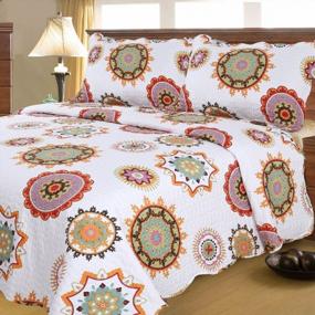 img 4 attached to Get Cozy With Mohap Reversible Quilt Set- Twin Size, Hypoallergenic, All-Season - Pattern#5