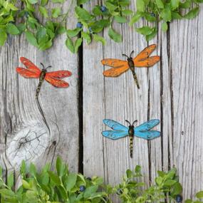 img 2 attached to Scwhousi Metal Dragonfly Wall Decor Outdoor Garden Fence Art,Hanging Decorations For Living Room, Bedroom, 3 Pack