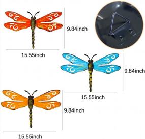 img 3 attached to Scwhousi Metal Dragonfly Wall Decor Outdoor Garden Fence Art,Hanging Decorations For Living Room, Bedroom, 3 Pack