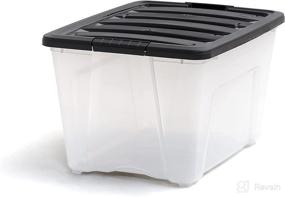img 2 attached to 📦 IRIS USA 53 Quart Plastic Storage Tote, 4 Pack, Clear/Black, Bin Organizer Container with Durable Lid and Secure Latching Buckles, Transparent & Black