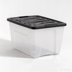 img 1 attached to 📦 IRIS USA 53 Quart Plastic Storage Tote, 4 Pack, Clear/Black, Bin Organizer Container with Durable Lid and Secure Latching Buckles, Transparent & Black