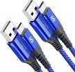 sweguard 2 pack 3.3ft micro usb charging cable - nylon braided android charger cord for samsung galaxy s7 s6 j7 edge note 5, kindle mp3, lg and other android phones - fast charging, blue logo