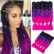 synthetic crochet braids hair - jumbo box braid hair extension in black-purple-rose, 24 inch - pack of 5 for crochet braiding and twist hairstyles logo