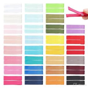 img 4 attached to Cinaci 60 Pack/30 Pairs of 2 Inch Grosgrain Ribbon Hair 🎀 Clips for Girls - DIY Metal Barrettes for Babies, Toddlers, Kids, and Teens