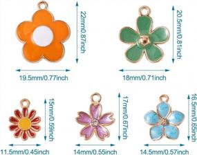 img 1 attached to 50Pcs Gold Plated Alloy Enamel Flower Charms Pendants - 5 Styles Sunflower Daisy Cherry Blossom For Earrings Necklaces Bracelets Jewelry Making By Beadthoven