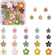 50pcs gold plated alloy enamel flower charms pendants - 5 styles sunflower daisy cherry blossom for earrings necklaces bracelets jewelry making by beadthoven logo