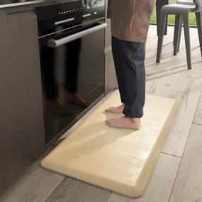 img 4 attached to Color G Anti Fatigue Floor Comfort Mat 3/4 Inch Thick 20" 32" Perfect For Standing Desks, Kitchen Sink, Stove, Dishwasher, Countertop, Office Or Garage, Beige
