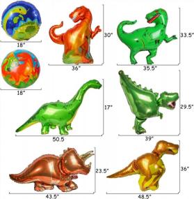 img 2 attached to PROLOSO 8 Pack Dinosaur Party Balloons Dino Foil Aluminum Jumbo Balloon For Birthday Party Jungle Style Decorations Supplies