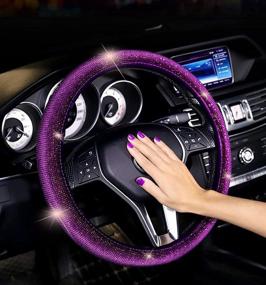 img 2 attached to Car Diamond Velvet Steering Wheel Cover With Bling Bling Crystal Rhinestones Interior Accessories best - Steering Wheels & Accessories