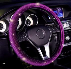 img 4 attached to Car Diamond Velvet Steering Wheel Cover With Bling Bling Crystal Rhinestones Interior Accessories best - Steering Wheels & Accessories