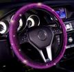 car diamond velvet steering wheel cover with bling bling crystal rhinestones interior accessories best - steering wheels & accessories logo