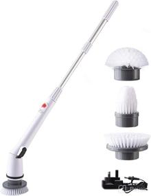 img 4 attached to Eyliden 360 Electric Spin Scrubber: Cordless Bathroom Surface Cleaner with Adjustable Extension Handle and 3 Replaceable Rotating Brush Heads - Ideal Power Brush for Tile, Floor, Bathtub, and Shower