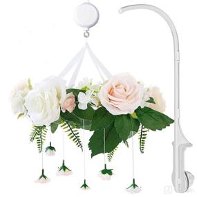 img 4 attached to Handmade Rose Flower Baby Mobile with Music Box & Crib Arm - Floral Baby Crib Mobile for Girl Nursery Decor & Baby Shower Gift