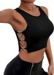 women's cute heart detail tank top - floerns casual solid sleeveless scoop neck rib knit crop top logo