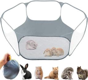 img 4 attached to GABraden Small Animals Tent: Portable, Breathable & Transparent Pet Playpen for Guinea Pig, Rabbits, Hamster, Chinchillas, and Hedgehogs