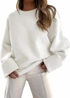 prinbara women's casual loose knit sweater in solid color - oversized long sleeve crew neck pullover logo