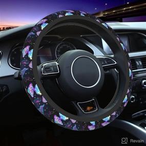 img 3 attached to Adorable Mushroom Steering Wheel Cover - Cute Car Accessories for Women - Universal 15 Inch Soft Neoprene Anti-Slip Wheel Protector - Car Interior Decor