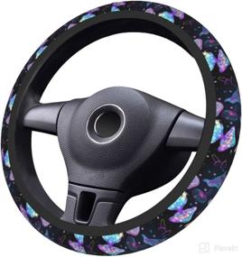 img 1 attached to Adorable Mushroom Steering Wheel Cover - Cute Car Accessories for Women - Universal 15 Inch Soft Neoprene Anti-Slip Wheel Protector - Car Interior Decor