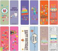 happy birthday bookmark cards (12-pack) - perfect gift for boys, girls, teens, kids, men & women - premium quality bulk set logo